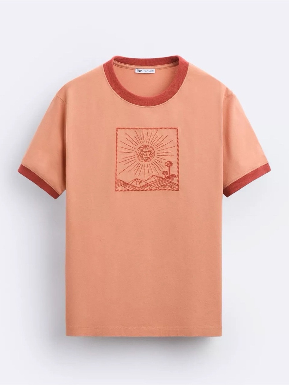 Zara Contrast Embroidery T-shirt